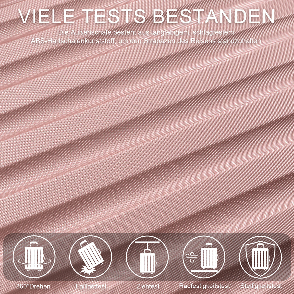 ABS-Hartschalenkoffer A269 in Rosa-Gold, einzeln in M/L/XL