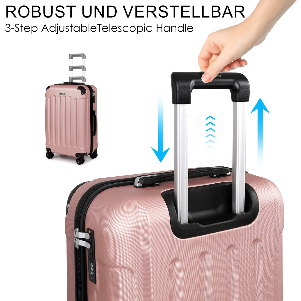 ABS-Hartschalenkoffer A269 in Rosa-Gold, einzeln in M/L/XL