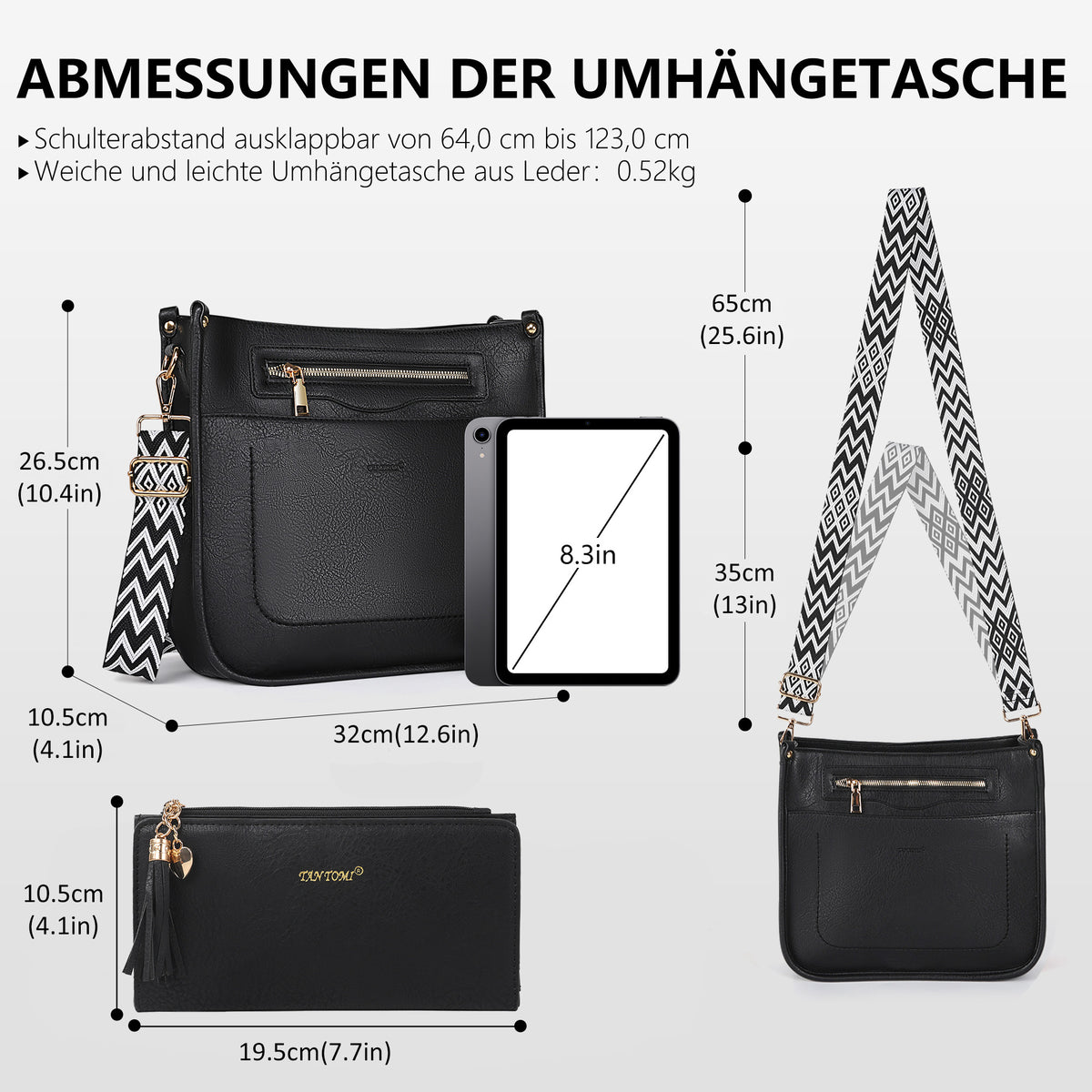 TANTOMI 2-teiliges Umhängetaschen-Set für Damen