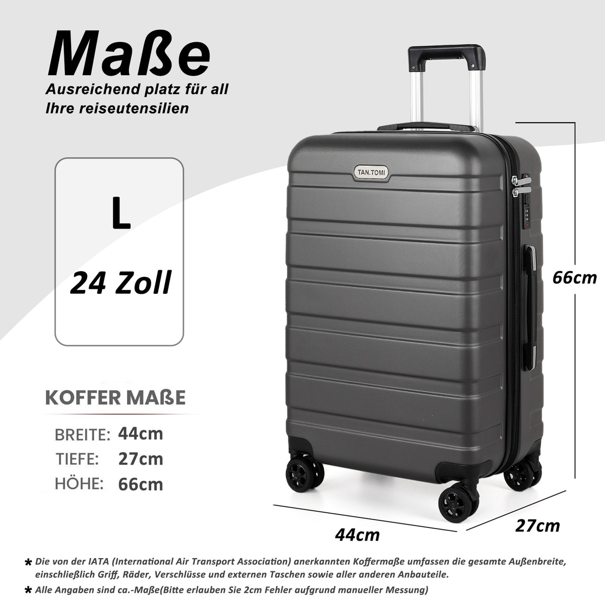 ABS-Hartschalenkoffer A256 in Dunkelgrau, einzeln in M/L/XL