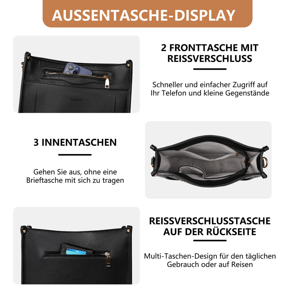 TANTOMI 2-teiliges Umhängetaschen-Set für Damen