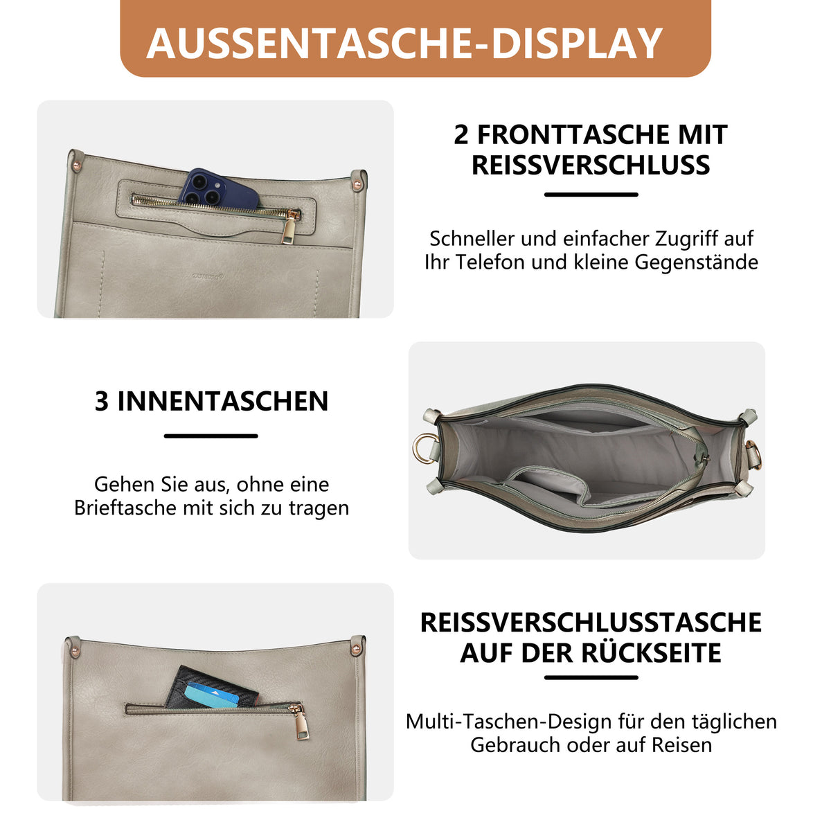 TANTOMI 2-teiliges Umhängetaschen-Set für Damen