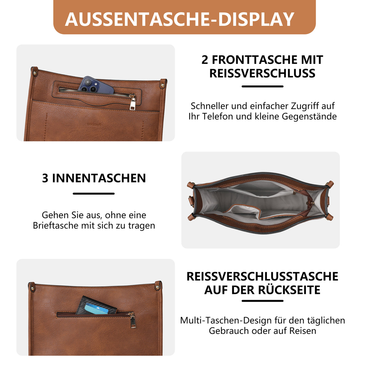 TANTOMI 2-teiliges Umhängetaschen-Set für Damen