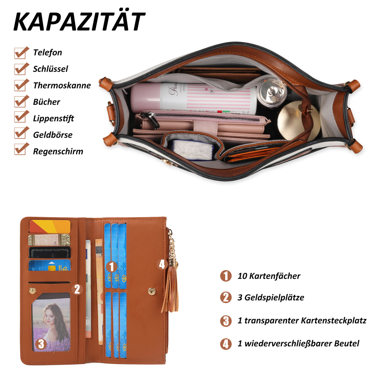 TANTOMI 2-teiliges Umhängetaschen-Set für Damen