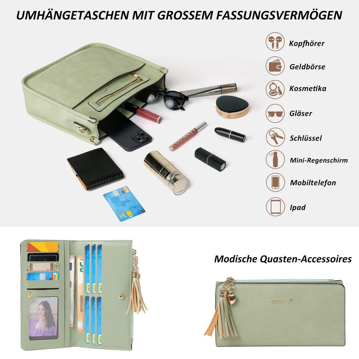 TANTOMI 2-teiliges Umhängetaschen-Set für Damen