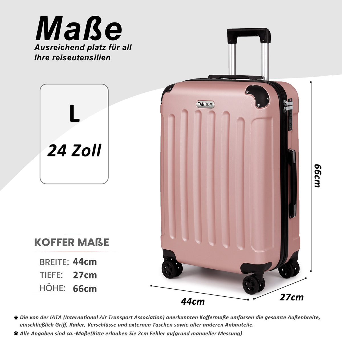 ABS-Hartschalenkoffer A269 in Rosa-Gold, einzeln in M/L/XL