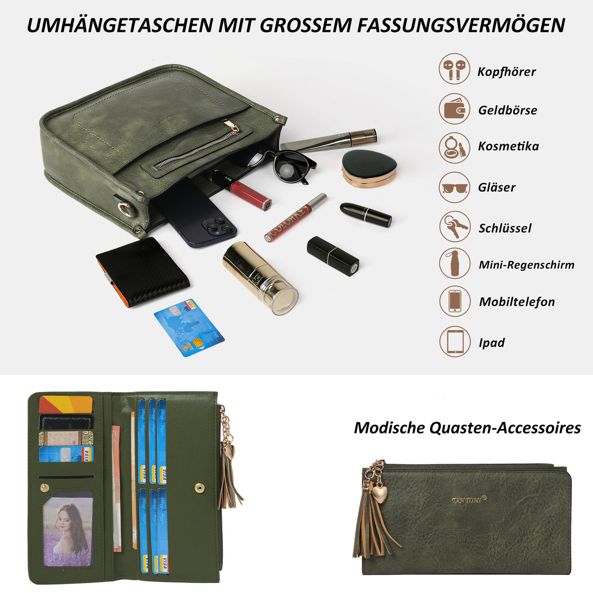 TANTOMI 2-teiliges Umhängetaschen-Set für Damen