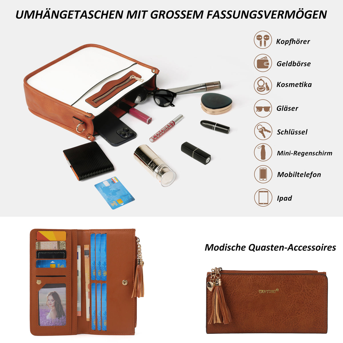 TANTOMI 2-teiliges Umhängetaschen-Set für Damen