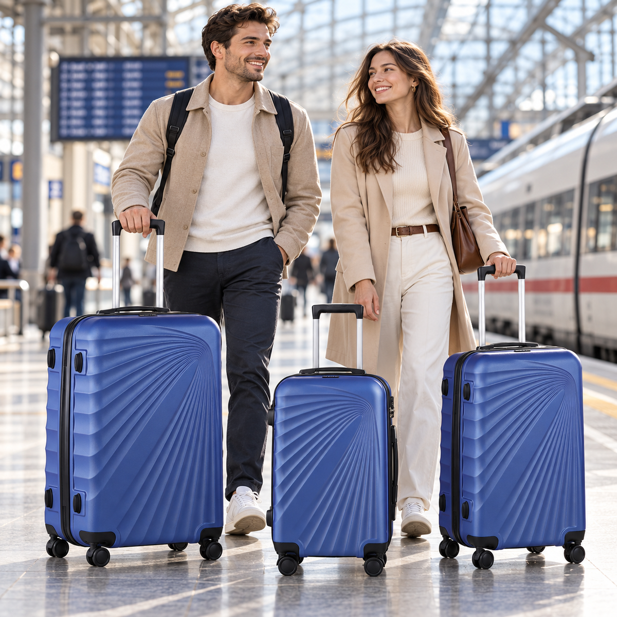 TANTOMI Kofferset A5011 in Himmelblau – Kofferset im Flughafen