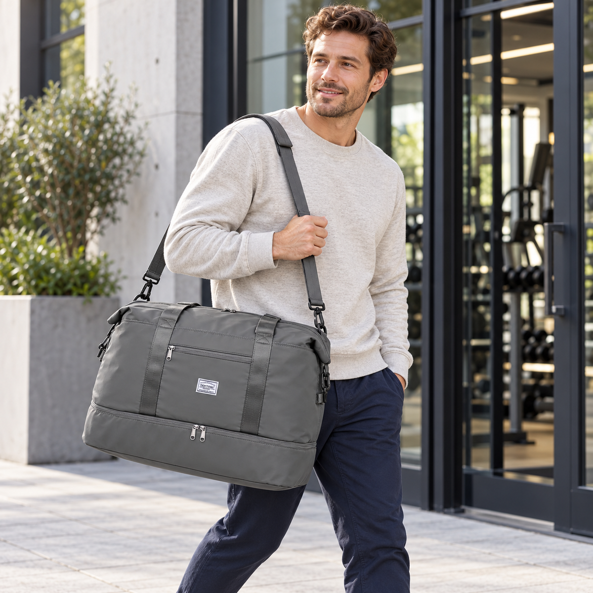 Reisetasche mit Bodenfach und Gepäckgurt | TANTOMI