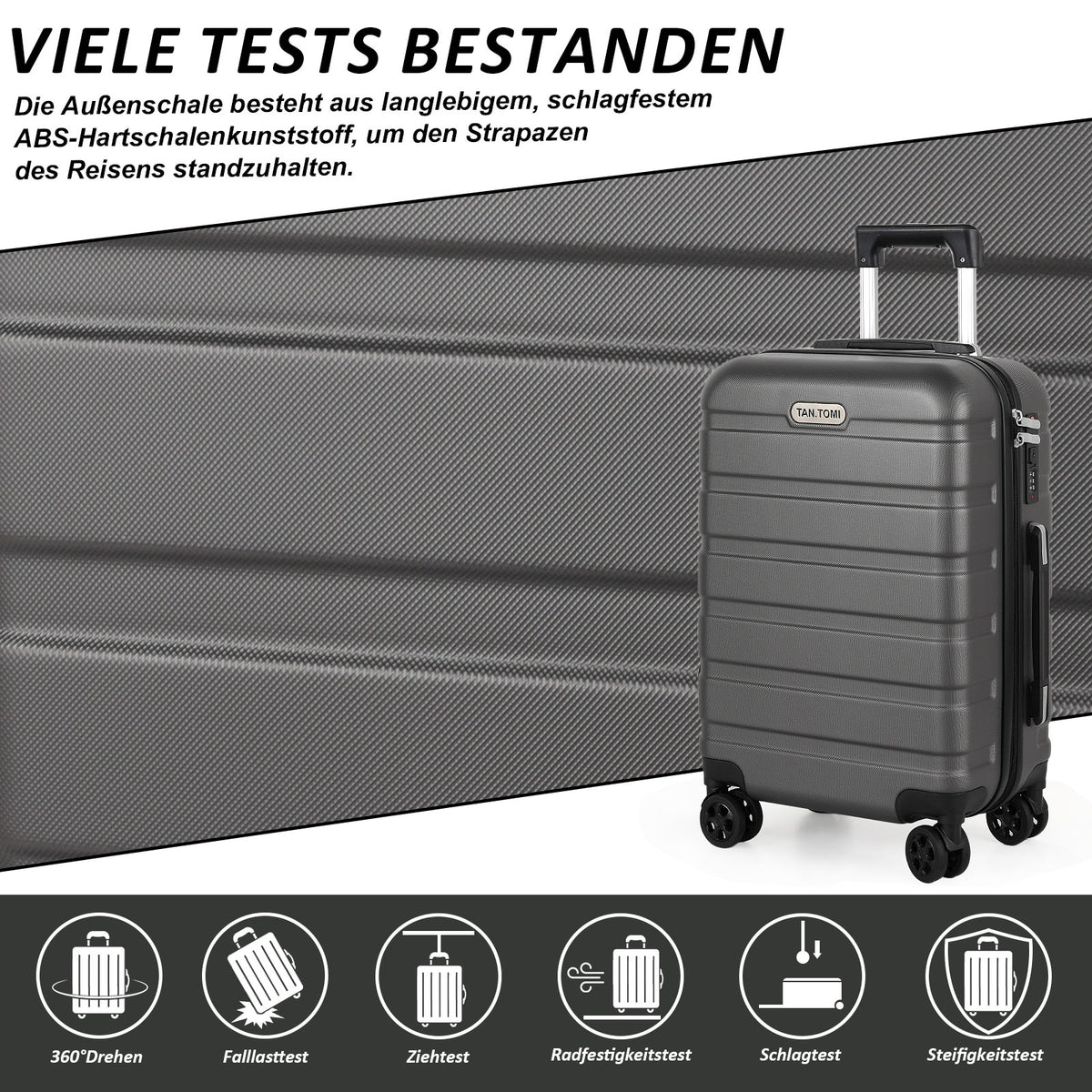 ABS-Hartschalenkoffer A256 in Dunkelgrau, einzeln in M/L/XL