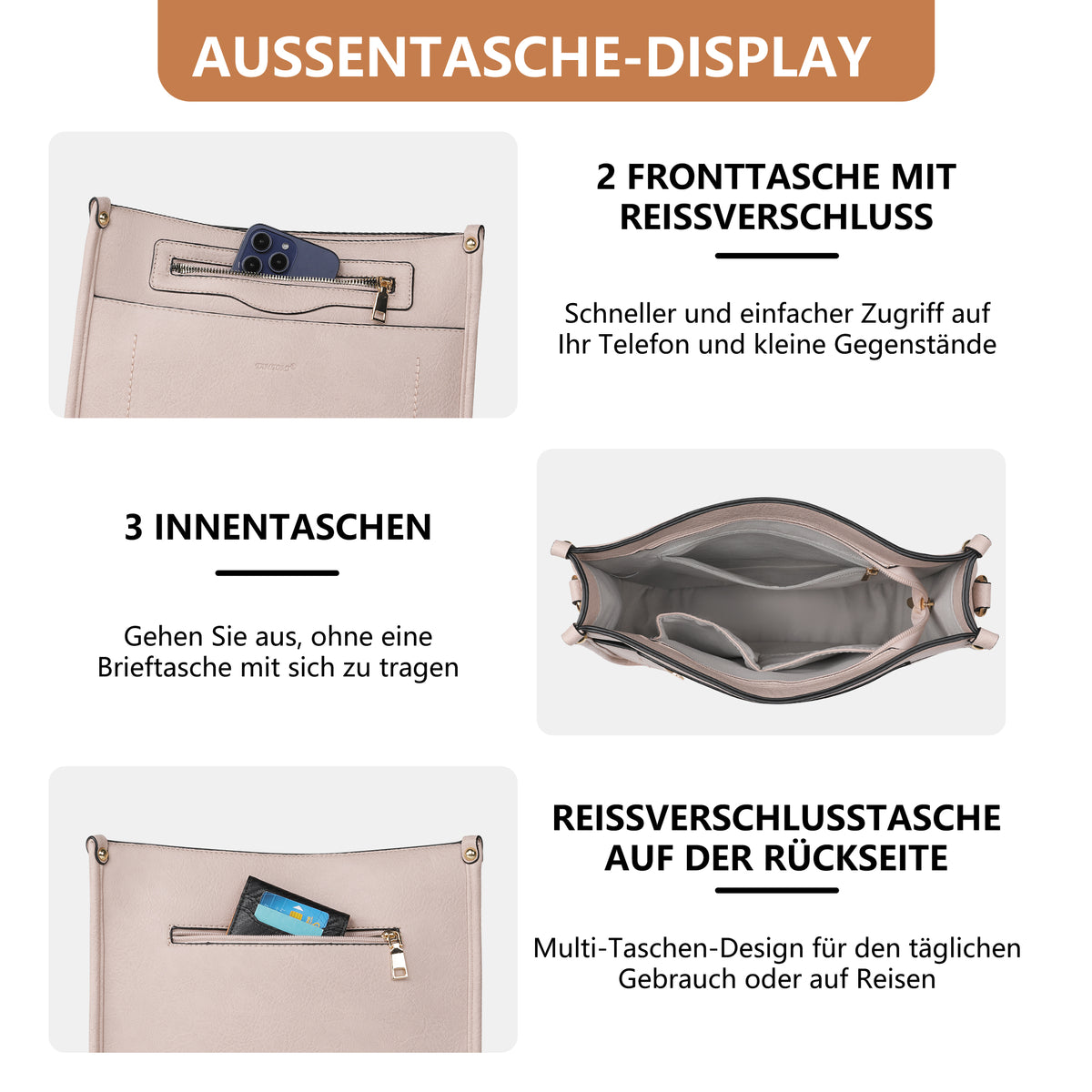 TANTOMI 2-teiliges Umhängetaschen-Set für Damen