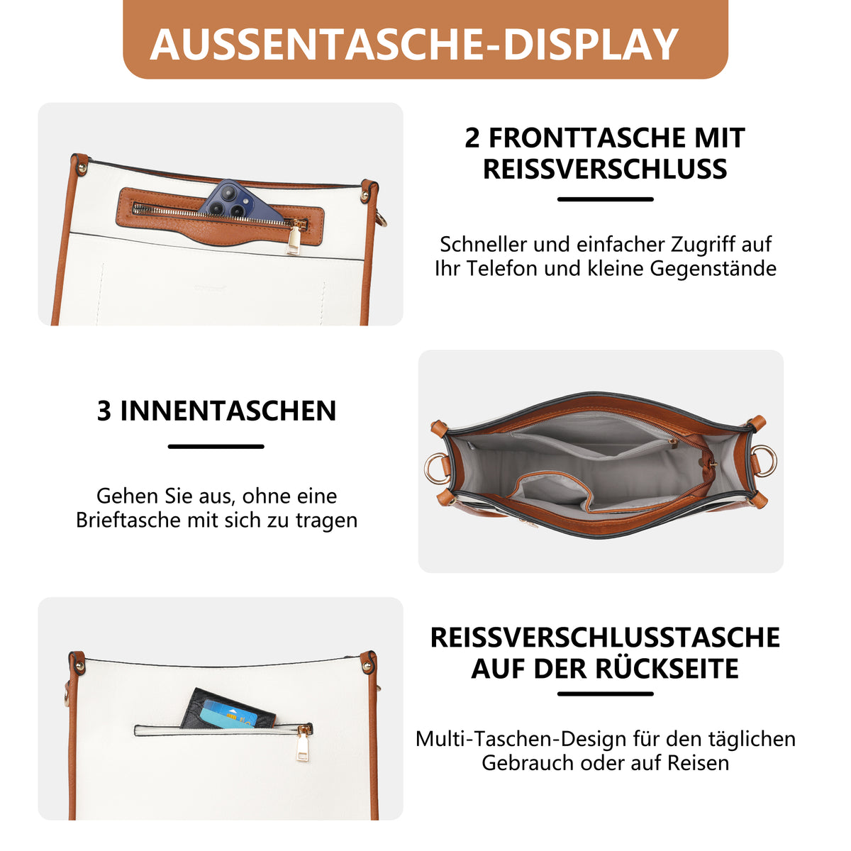 TANTOMI 2-teiliges Umhängetaschen-Set für Damen
