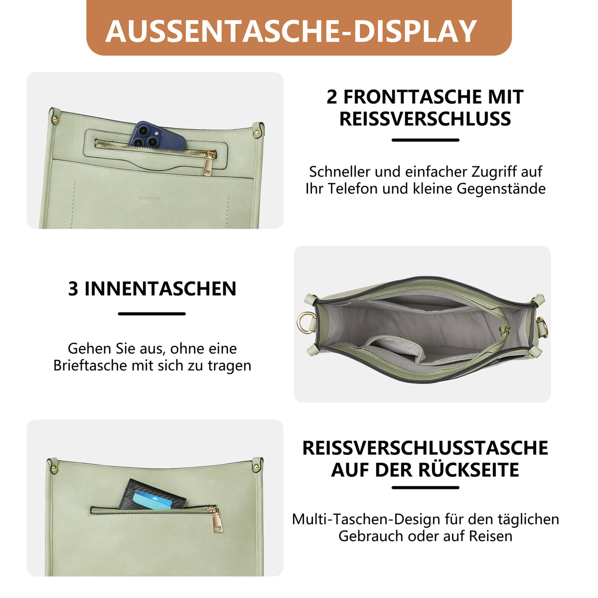 TANTOMI 2-teiliges Umhängetaschen-Set für Damen