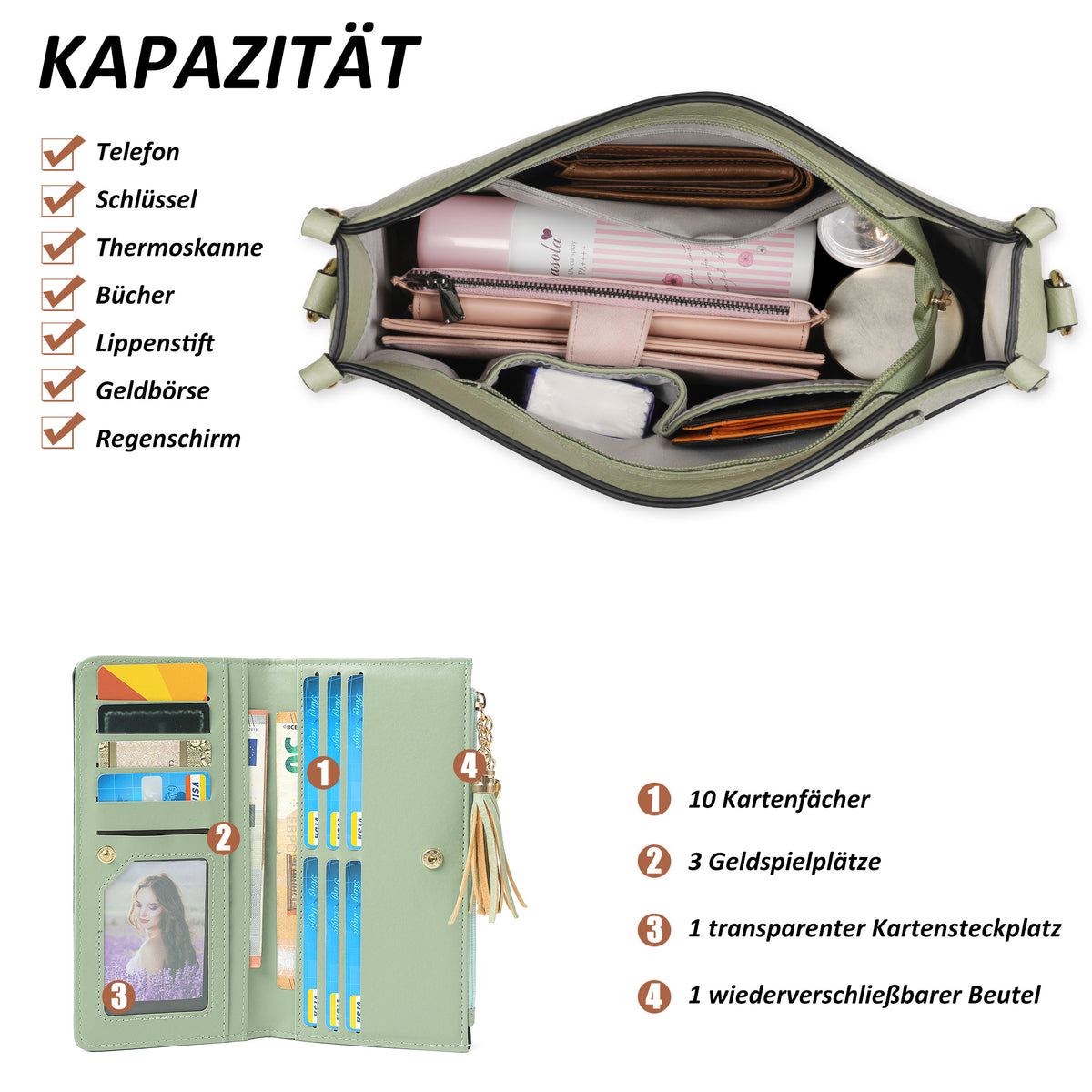 TANTOMI 2-teiliges Umhängetaschen-Set für Damen