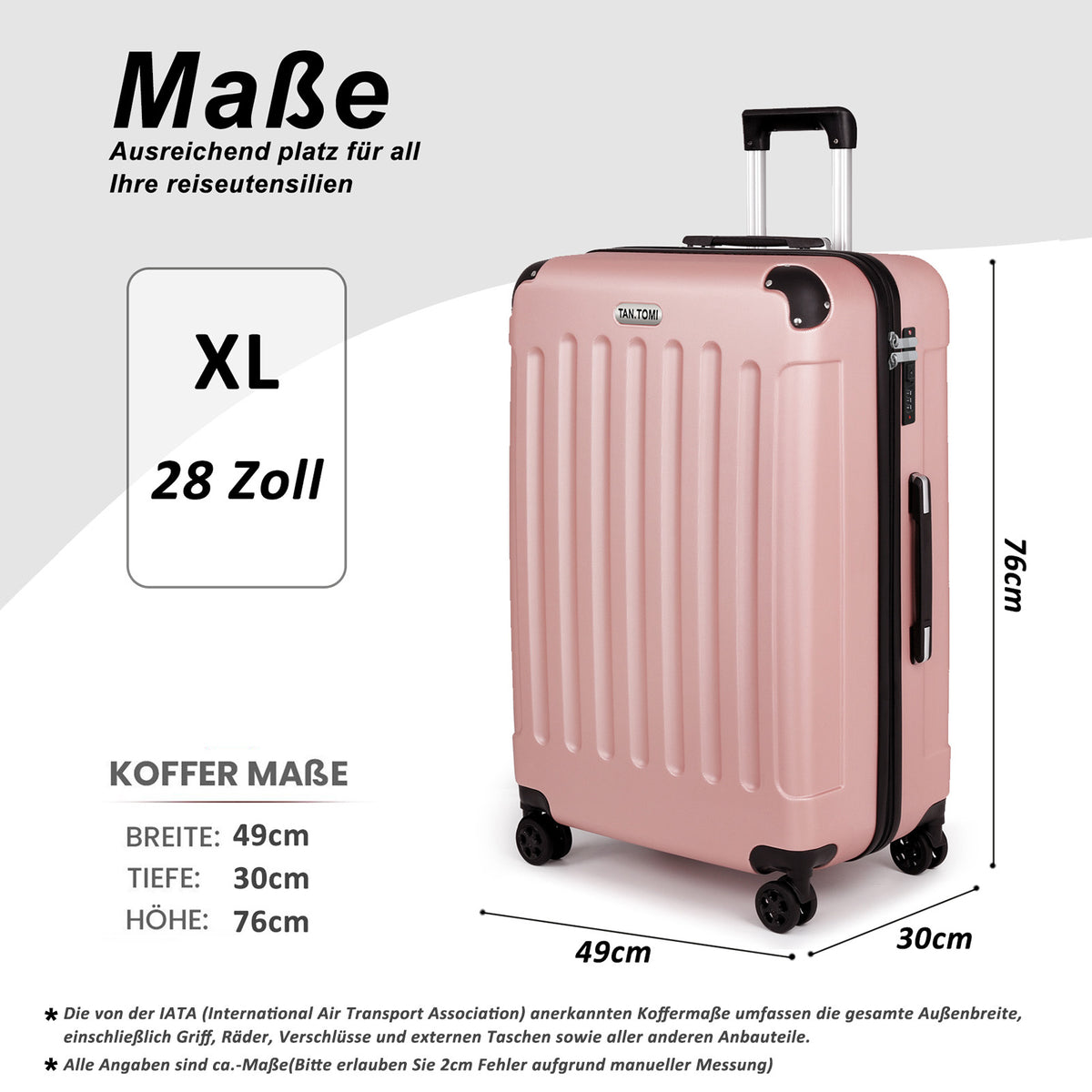 ABS-Hartschalenkoffer A269 in Rosa-Gold, einzeln in M/L/XL