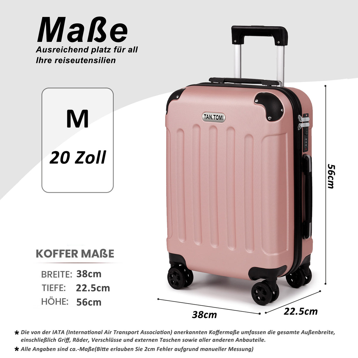 ABS-Hartschalenkoffer A269 in Rosa-Gold, einzeln in M/L/XL