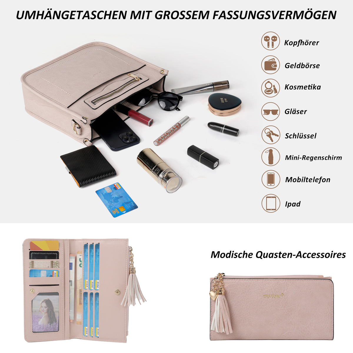 TANTOMI 2-teiliges Umhängetaschen-Set für Damen