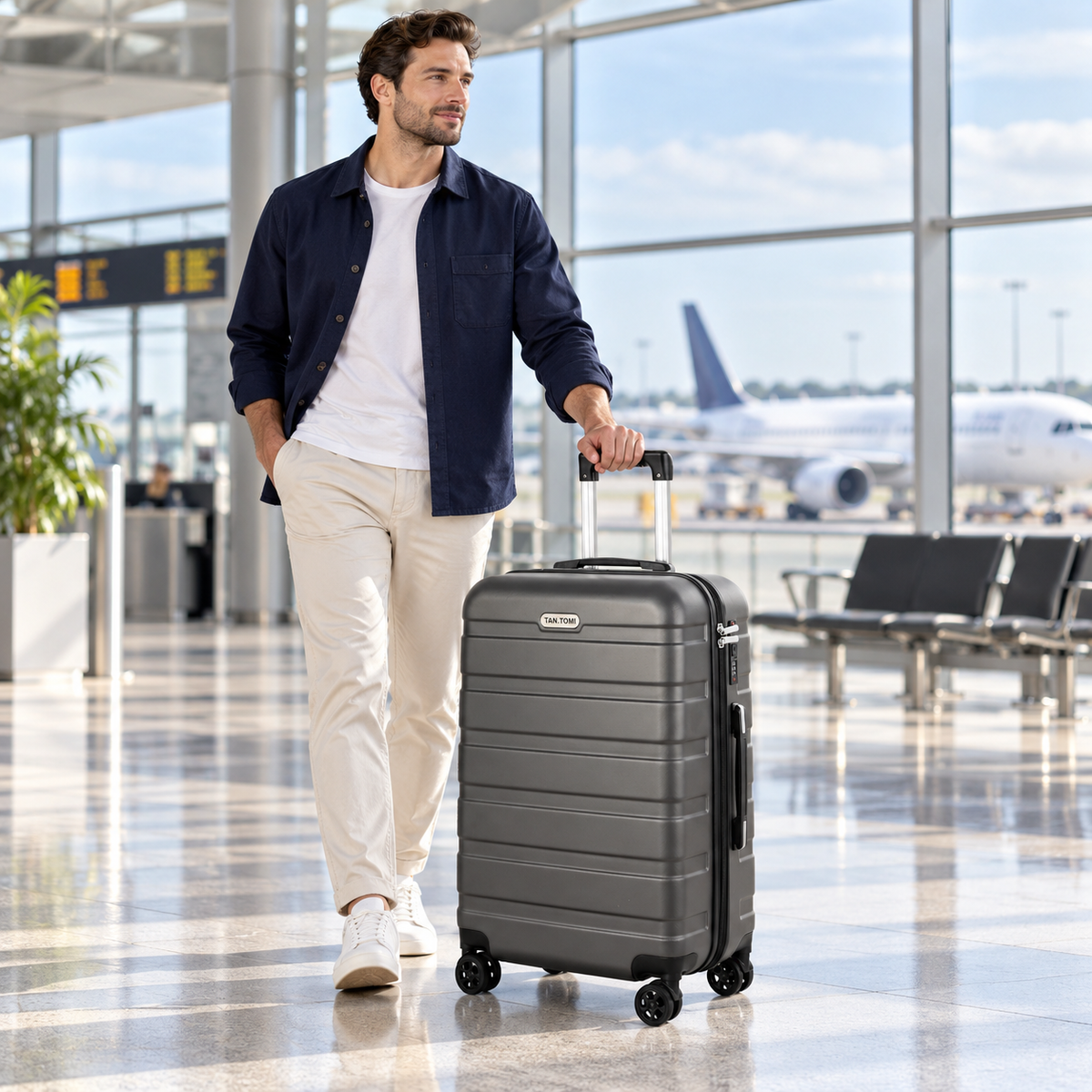ABS-Hartschalenkoffer A256 in Dunkelgrau, einzeln in M/L/XL