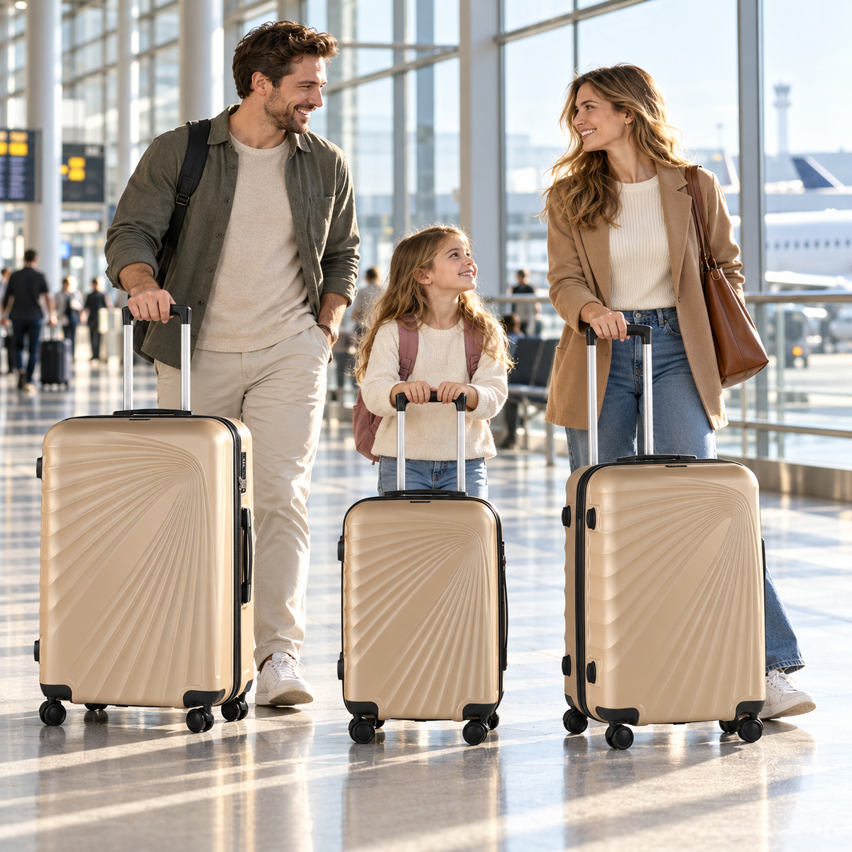 TANTOMI Kofferset A5011 in Champagner – Kofferset im Flughafen